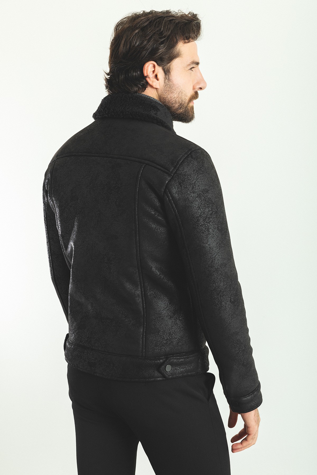 Kürklü Slim Fit Napa Erkek Mont