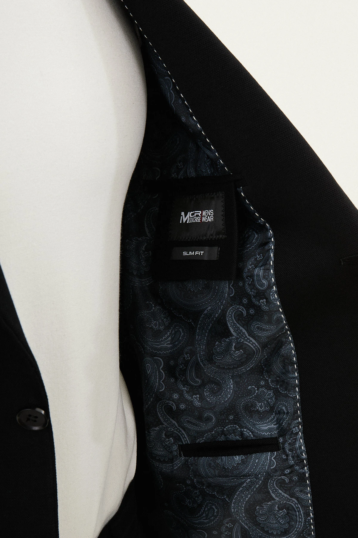 Dokulu Slim Fit Mono Yaka Torca Cep Beli Lastikli İpli Erkek Takım Elbise