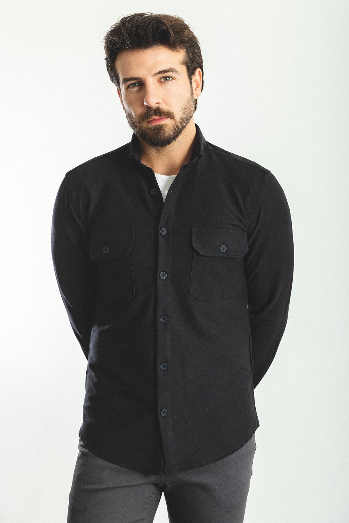 Düz Slim Fit Oduncu Erkek Gömlek