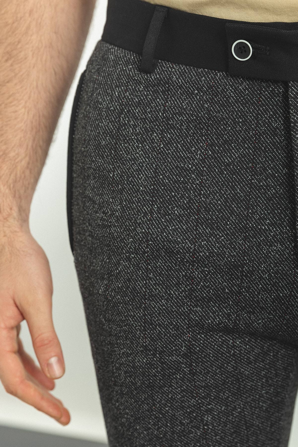 Desenli Super Slim Fit Cebi Fermuarlı Erkek Pantolon