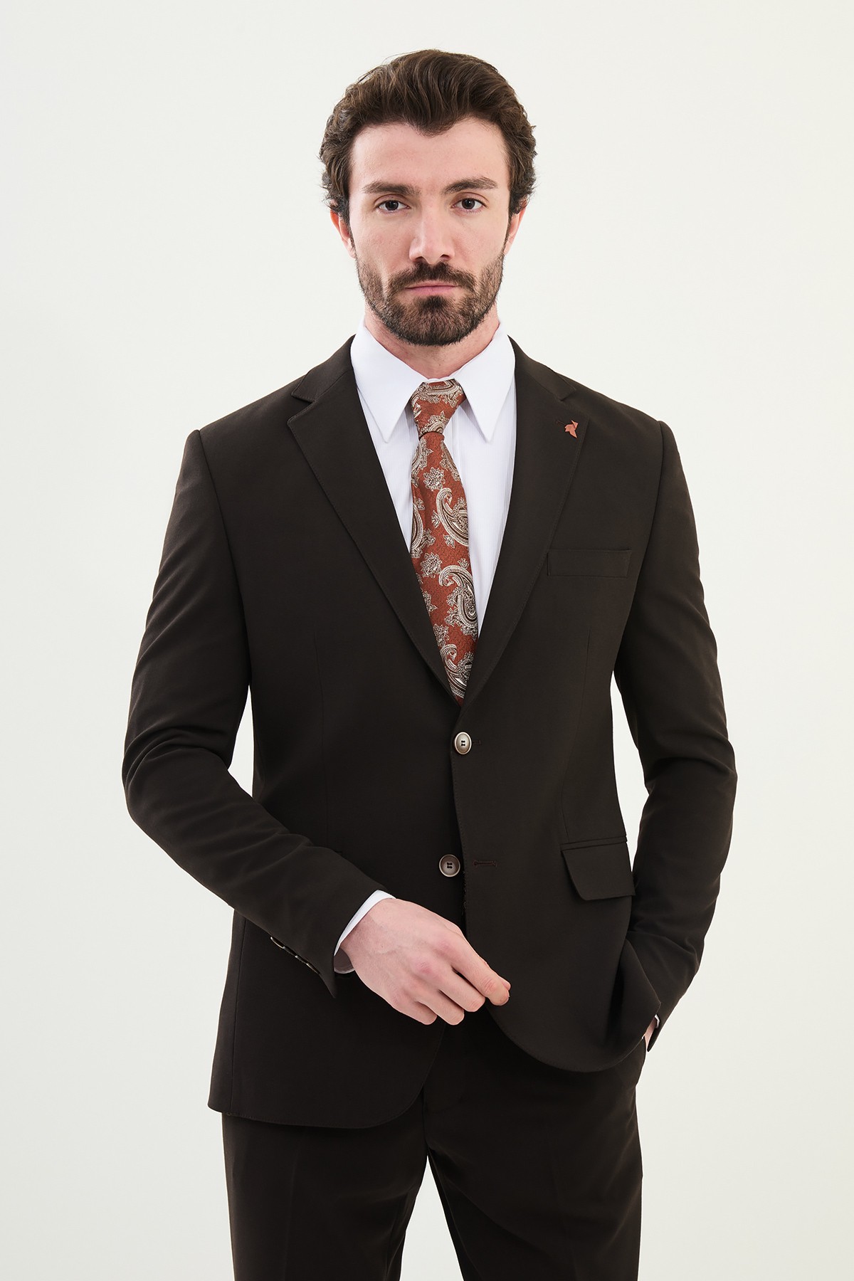 Düz Slim Fit Mono Yaka Erkek Takım Elbise