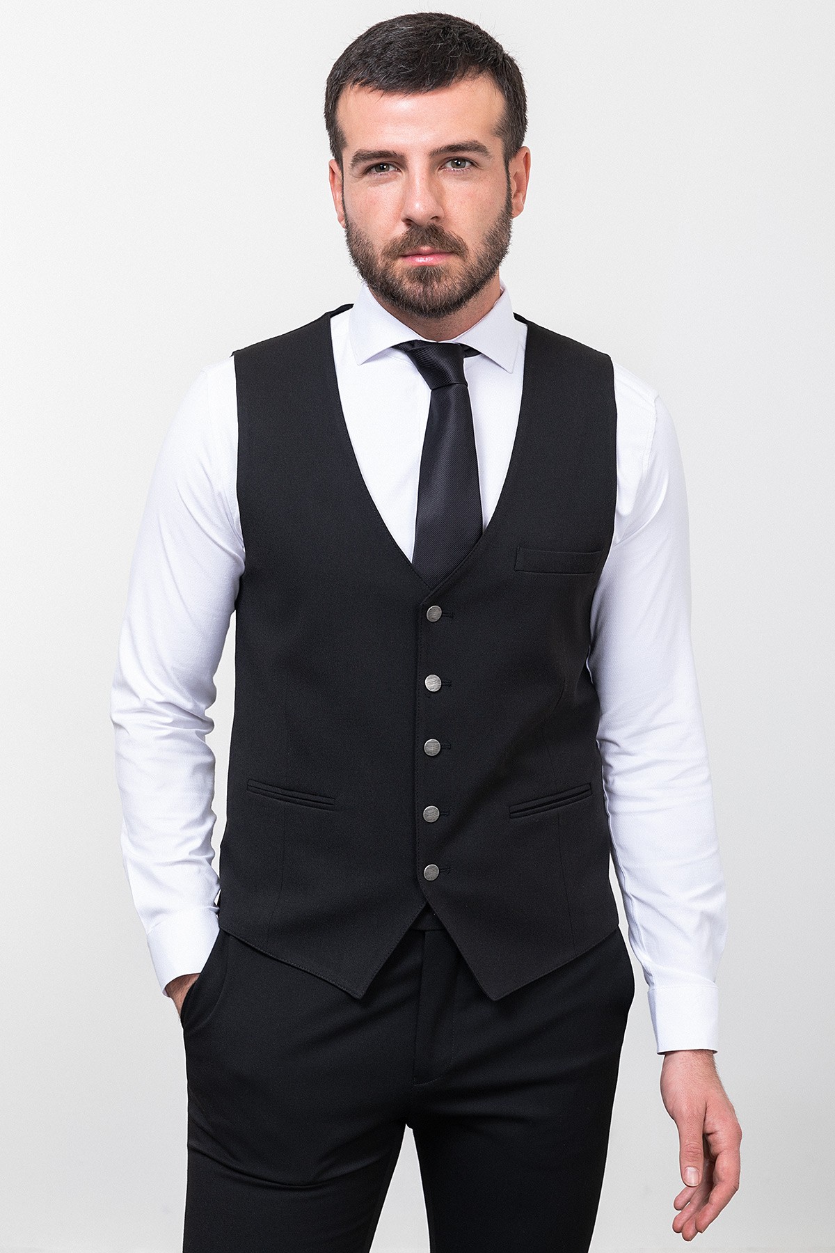 Düz Slim Fit Klasik Erkek Yelek