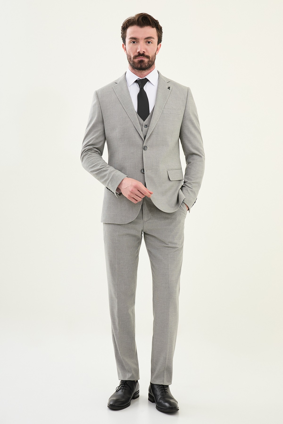 Desenli Slim Fit Mono Yaka Erkek Takım Elbise