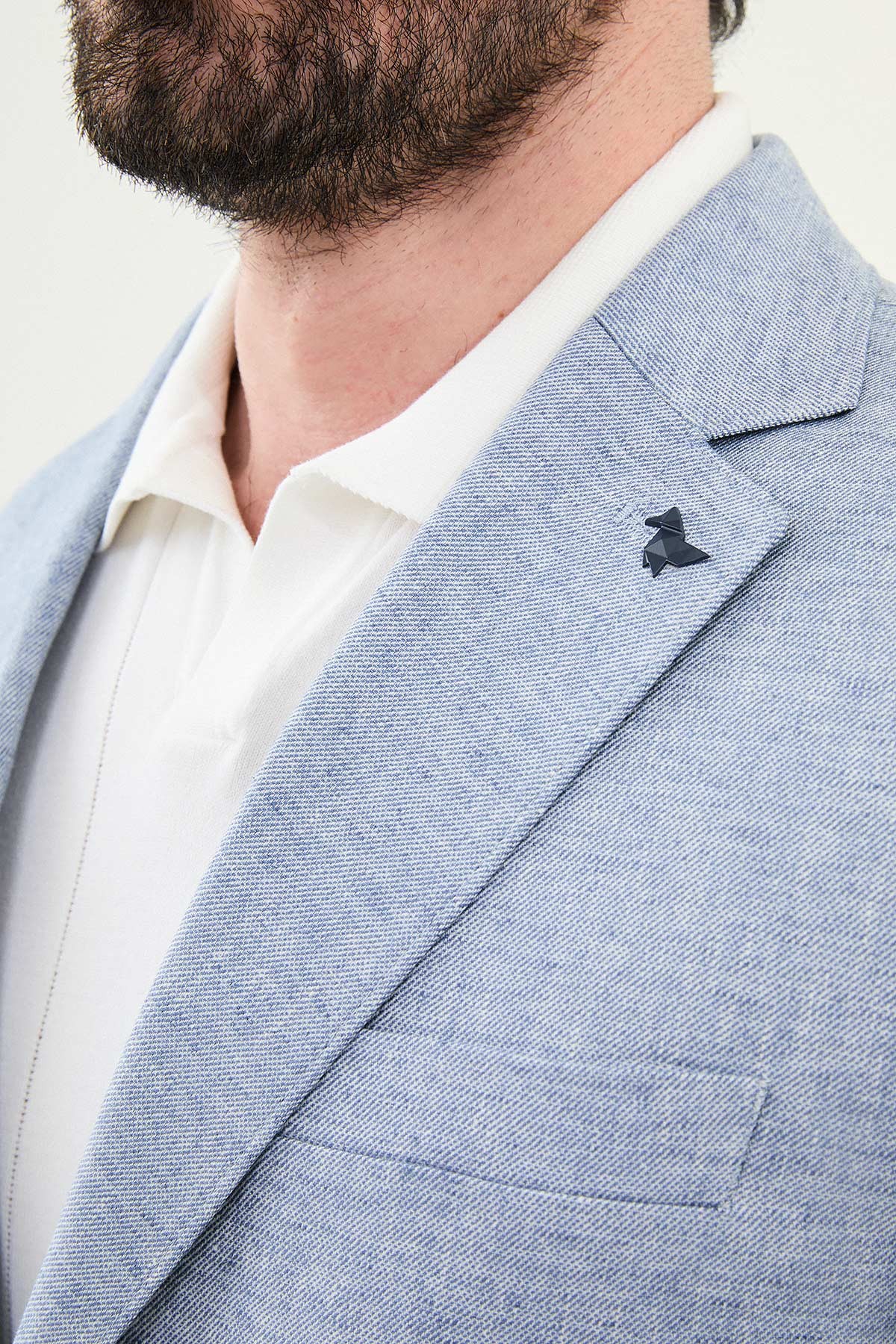 Kırçıllı Slim Fit Mono Yaka Keten Erkek Ceket