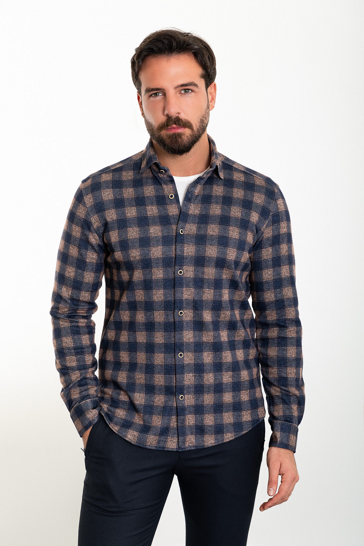 Ekoseli Slim Fit Oduncu Erkek Gömlek