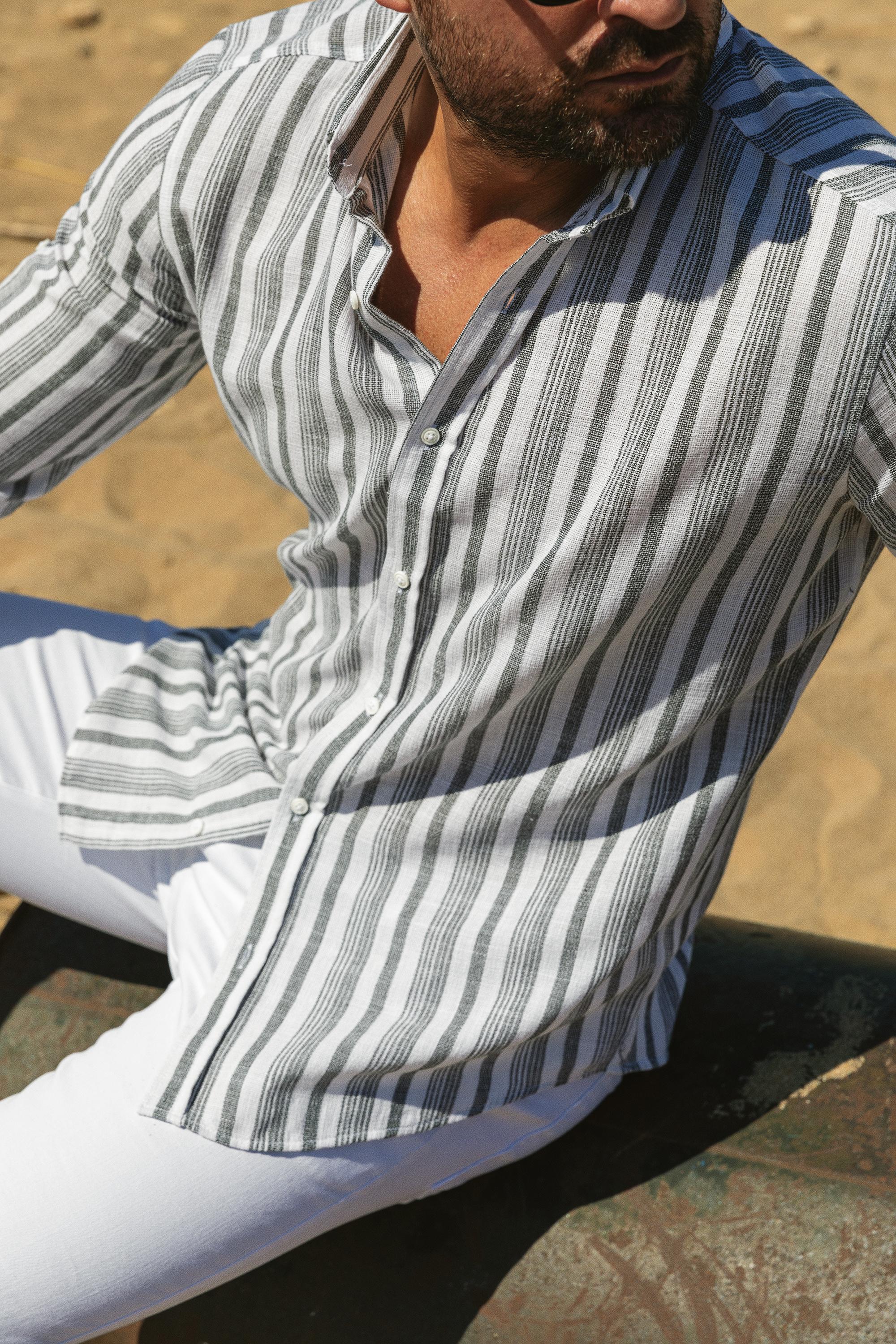 Cizgili Slim Fit Erkek Gömlek
