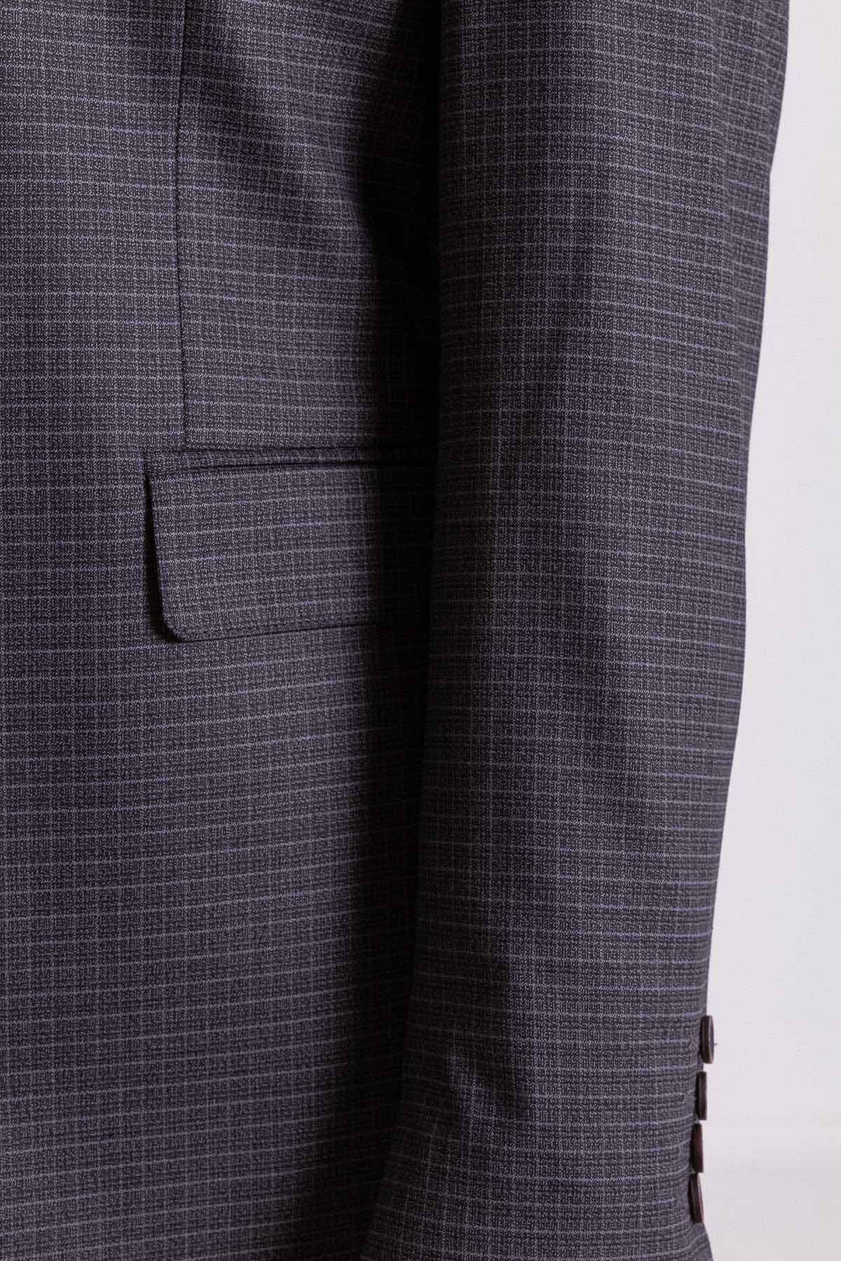 Kareli Slim Fit Klasik Erkek Takım Elbise