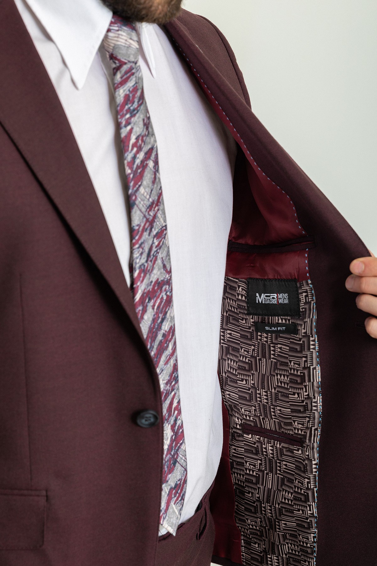 Düz Slim Fit Mono Yaka Keten Erkek Takım Elbise