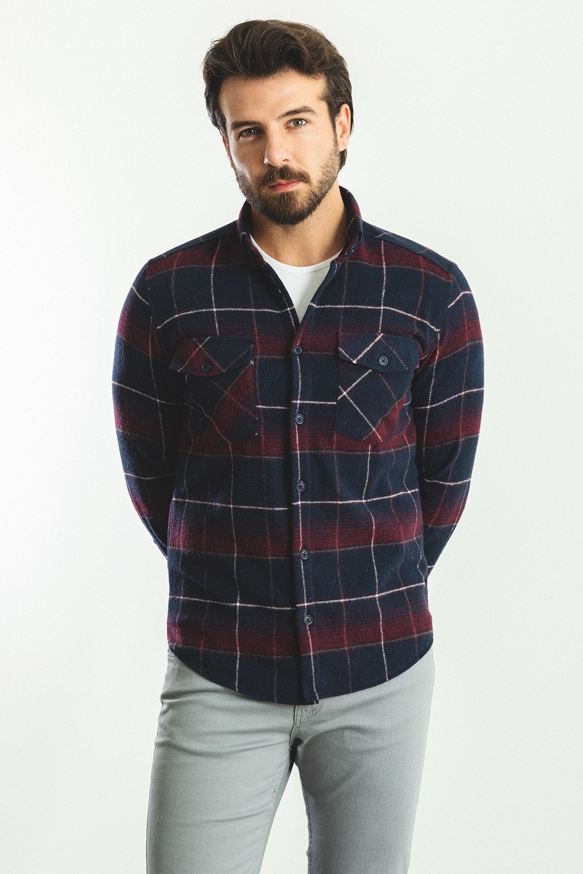 Ekoseli Slim Fit Oduncu Erkek Gömlek