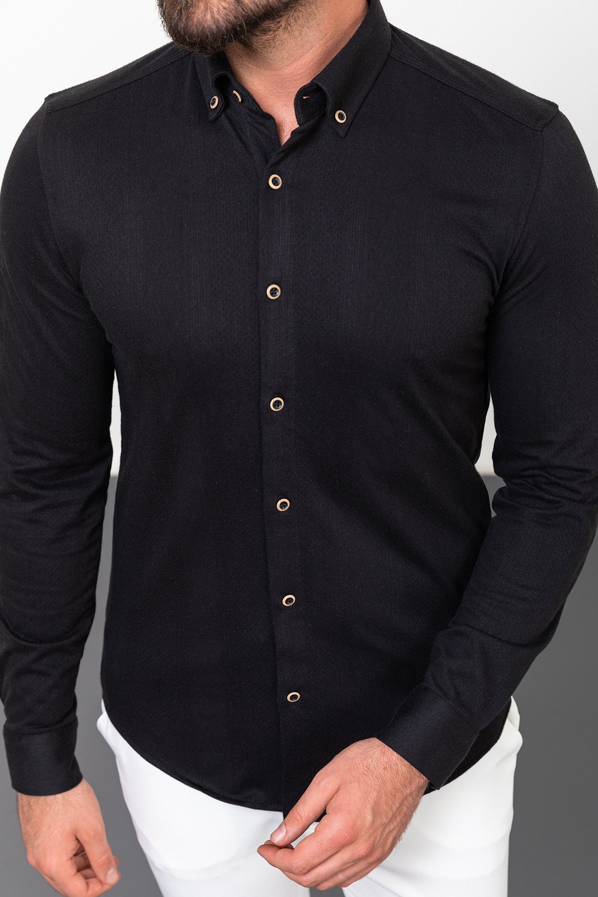 Desenli Slim Fit Uzun Kollu Pamuk Erkek Gömlek