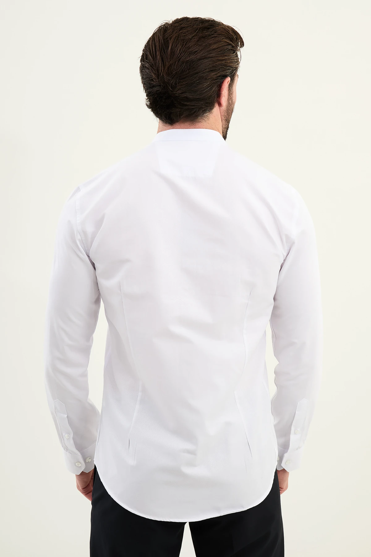 Desenli Slim Fit Hakim Yaka Uzun Kollu Pamuk Erkek Gömlek