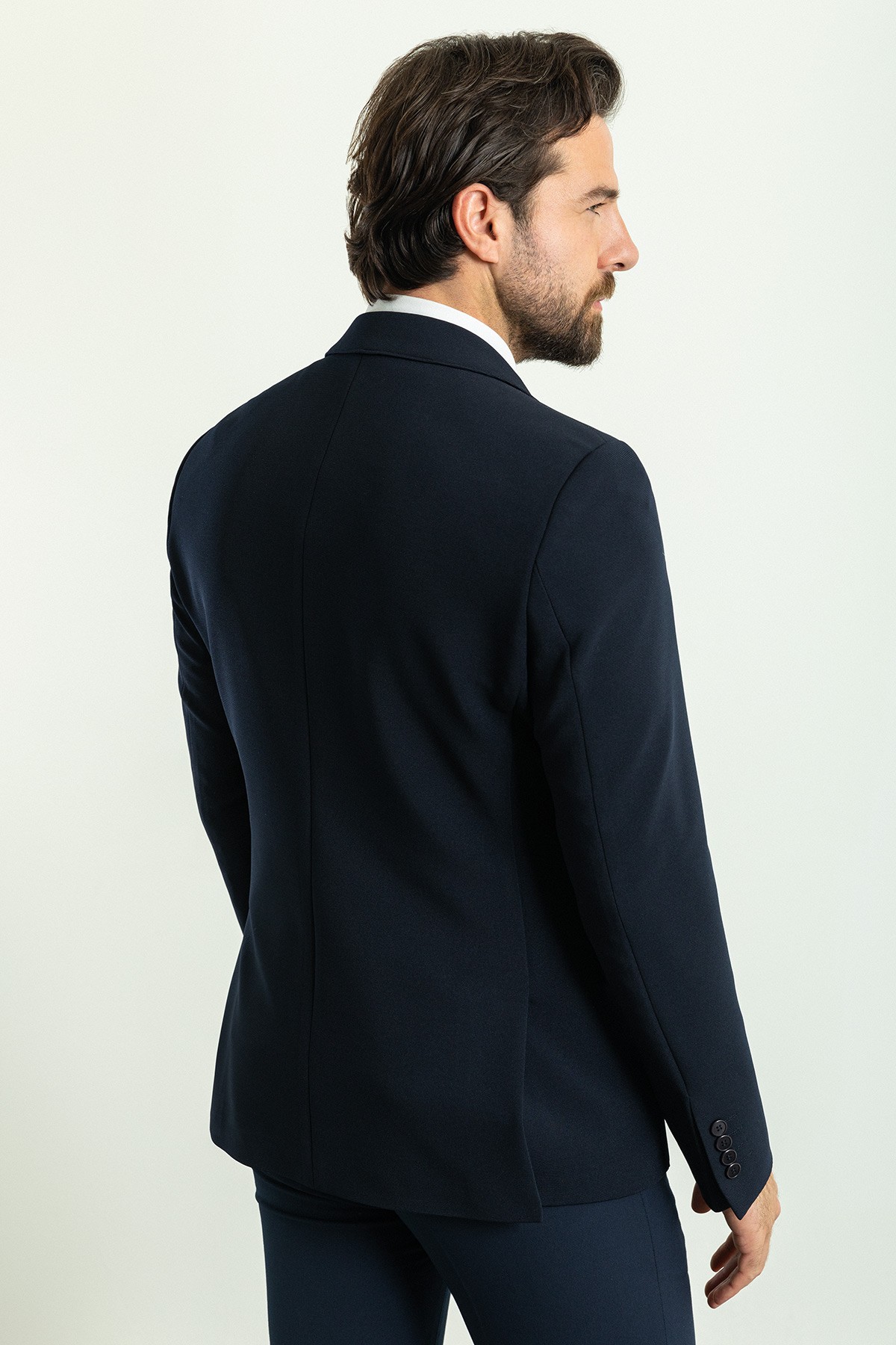 Çizgili Slim Fit Mono Yaka Klasik Erkek Ceket