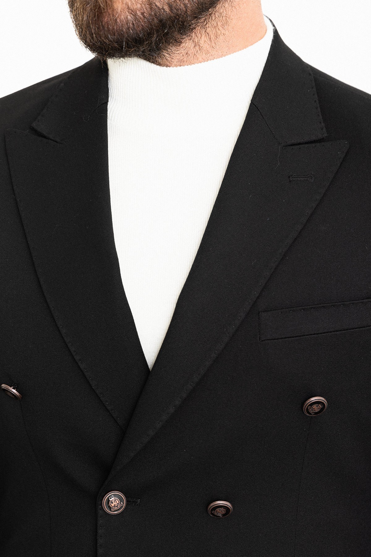 Düz Slim Fit Mono Yaka Kruvaze Erkek Ceket