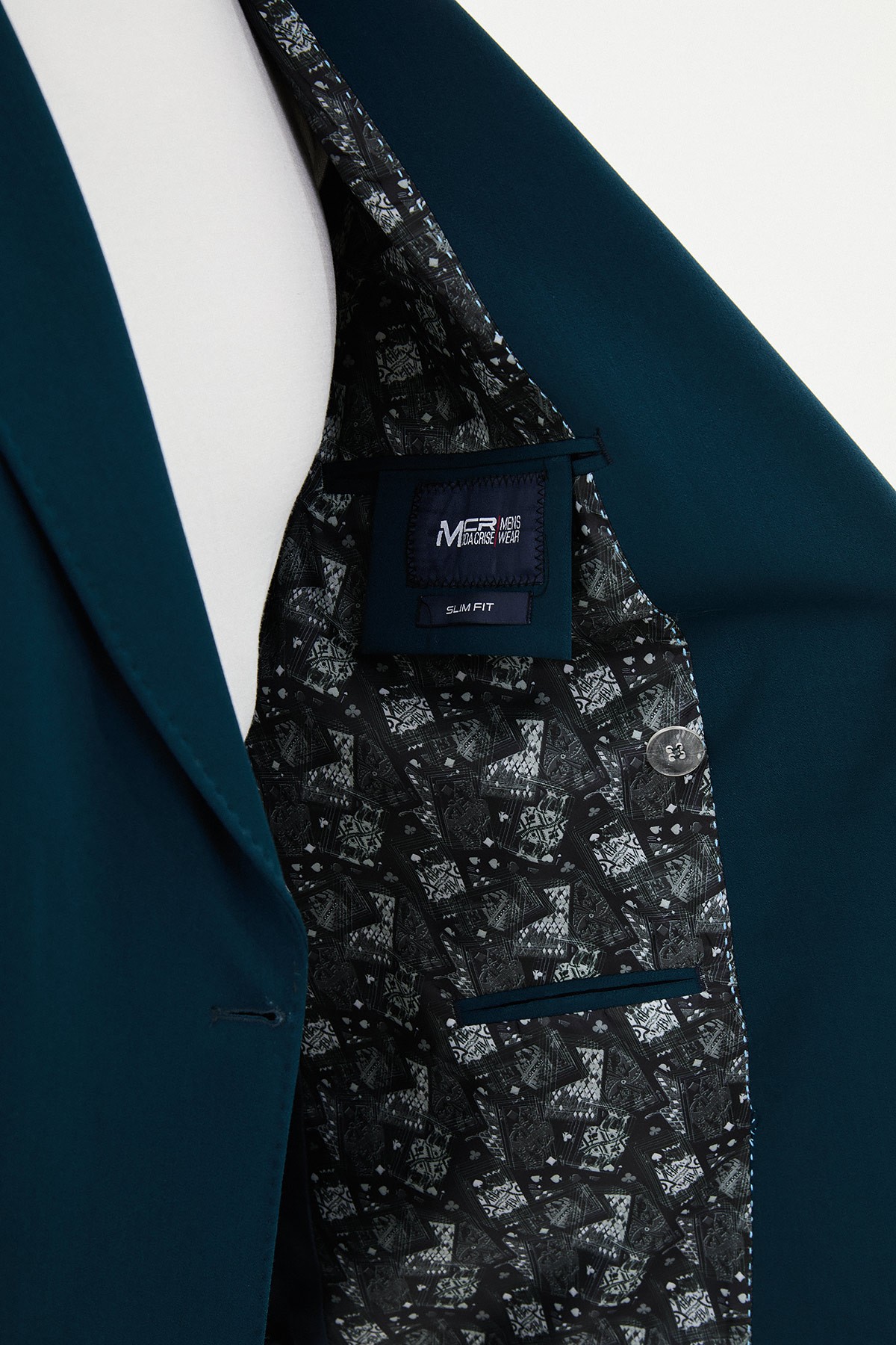Düz Slim Fit Kemer Detaylı Geniş Yaka Kruvaze Erkek Takım Elbise