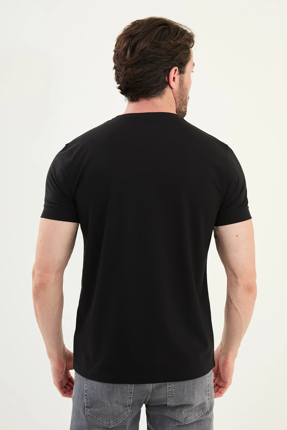 Düz Slim Fit Bisiklet Yaka Basic Erkek T-Shirt