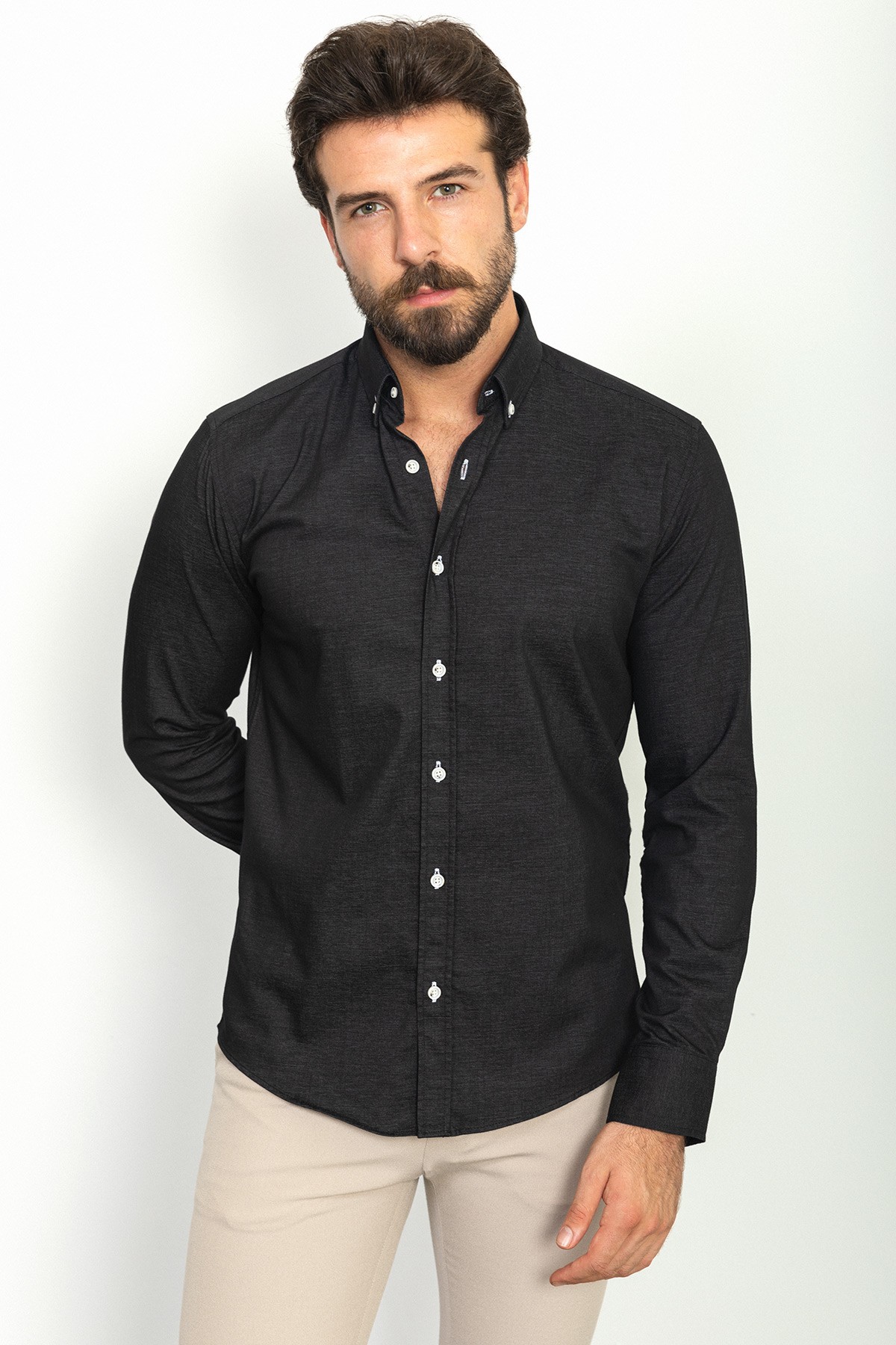 Düz Slim Fit Erkek Gömlek