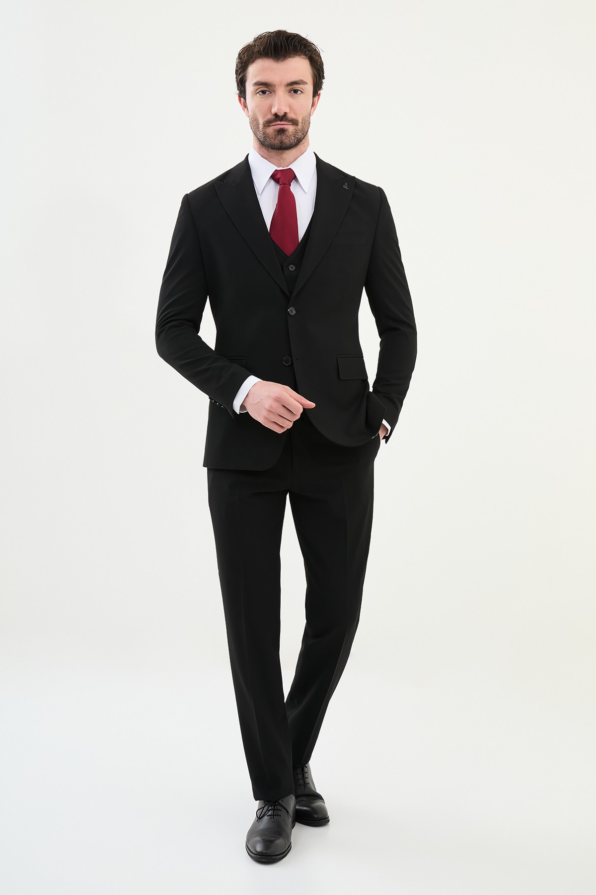 Düz Slim Fit Mono Yaka Klasik Erkek Takım Elbise