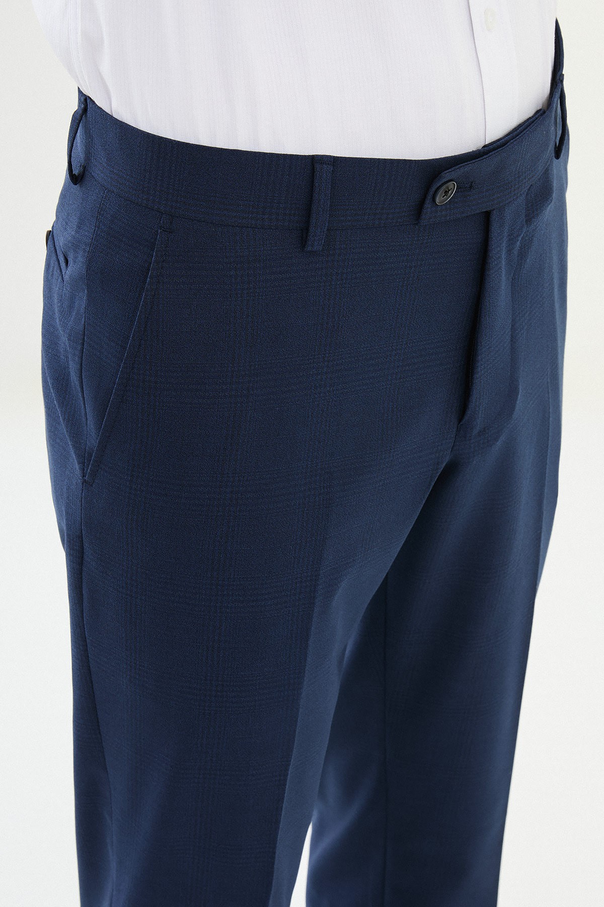 Ekoseli Slim Fit Klasik Erkek Pantolon