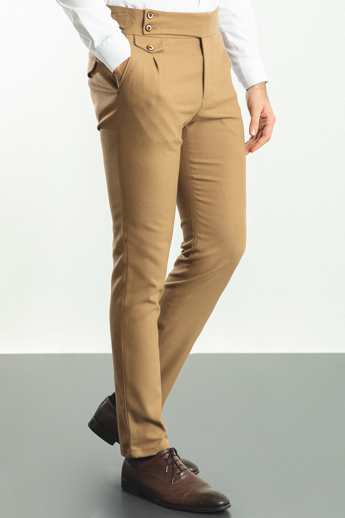 Pileli Slim Fit Erkek Pantolon