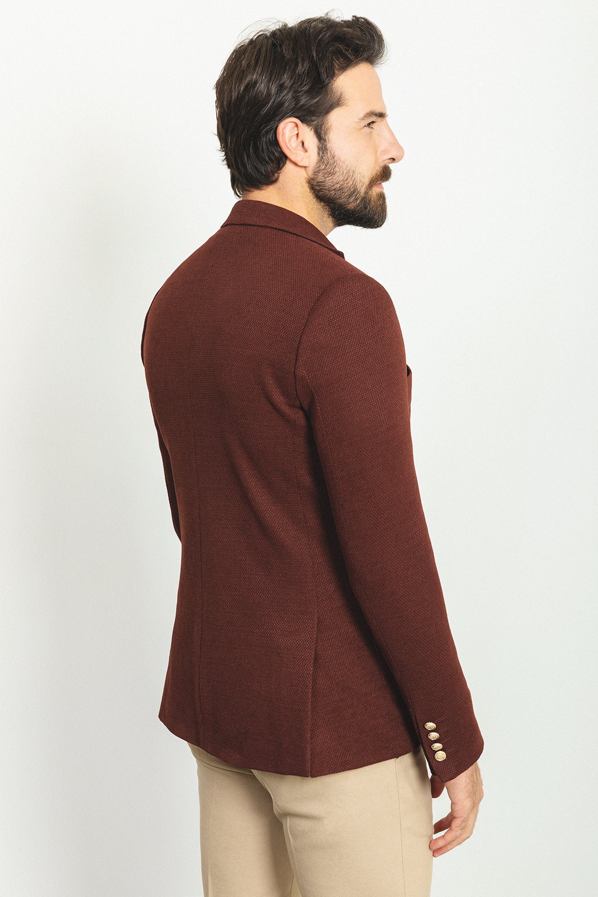 Dokulu Torba Cep Slim Fit Erkek Ceket