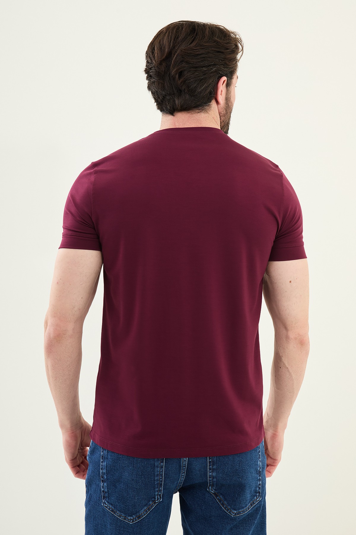 Düz Slim Fit Bisiklet Yaka Basic Erkek T-Shirt