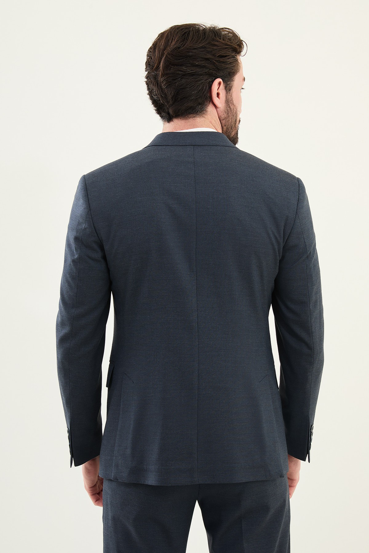 Desenli Slim Fit Geniş Yaka Erkek Takım Elbise