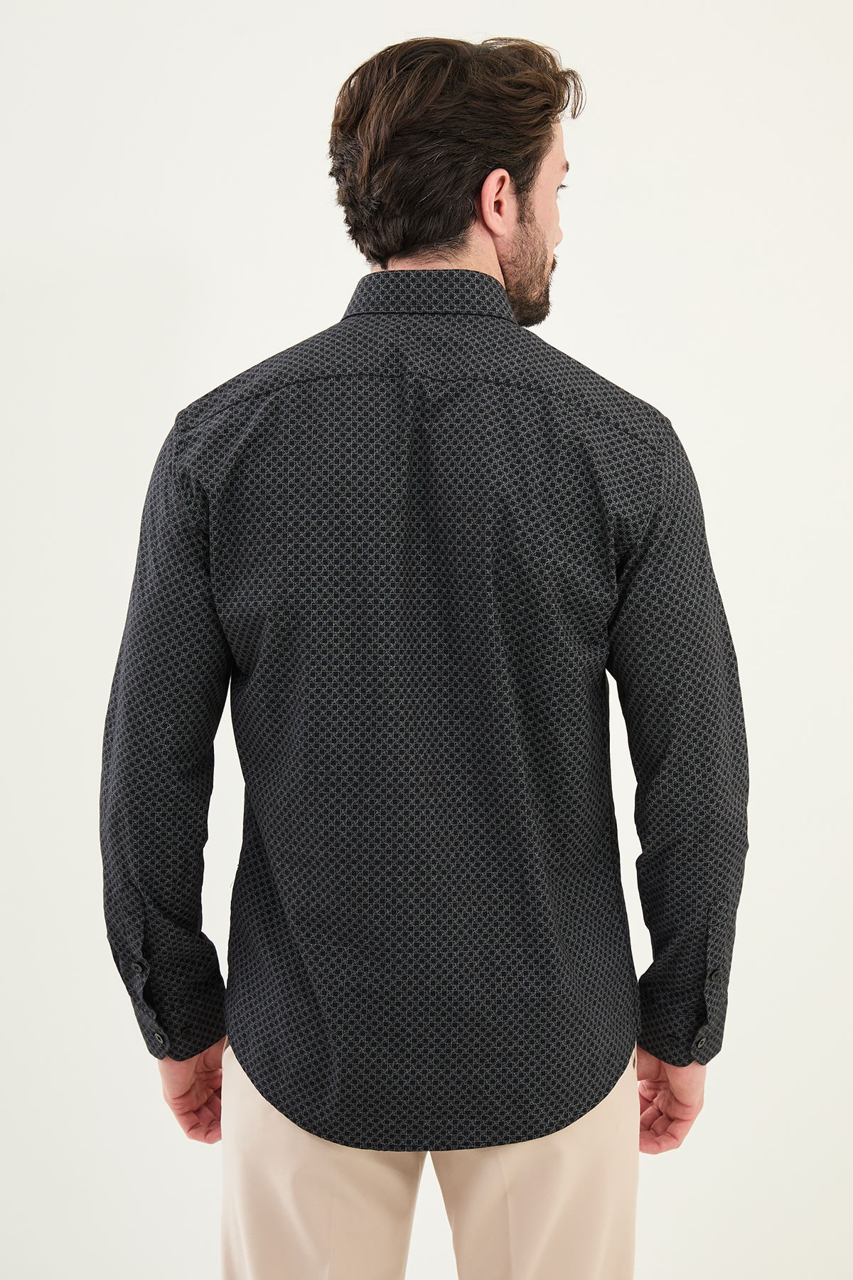 Desenli Slim Fit Pamuk Erkek Gömlek
