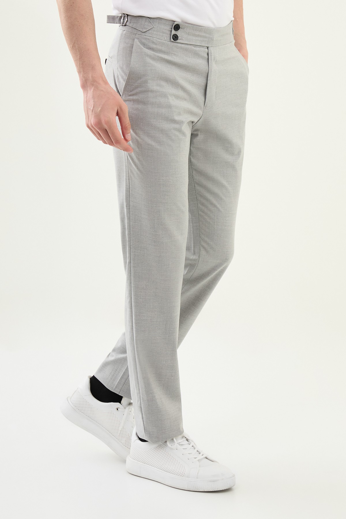 Desenli Slim Fit Beli Tokalı Erkek Pantolon