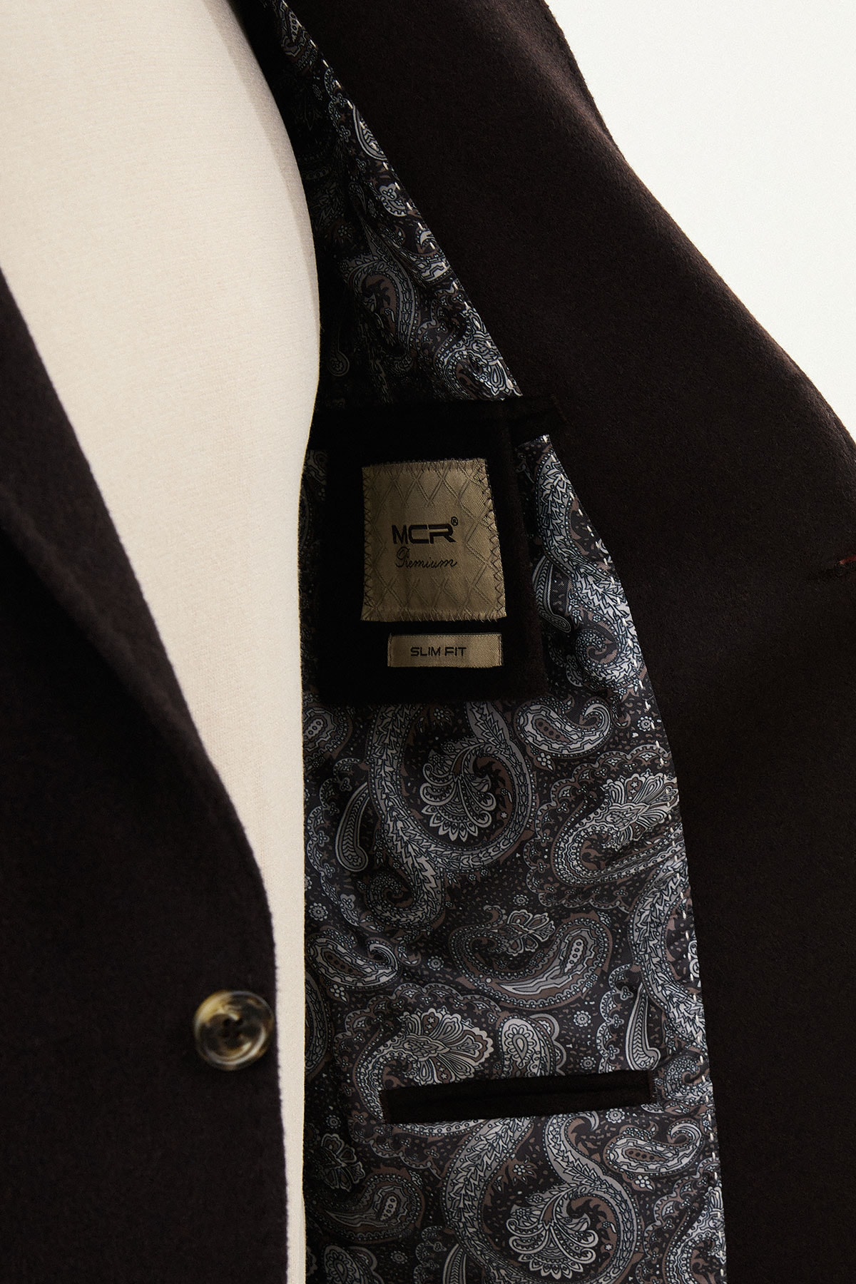 Düz Slim Fit Torba Cepli Mendil Detaylı Yün Erkek Ceket
