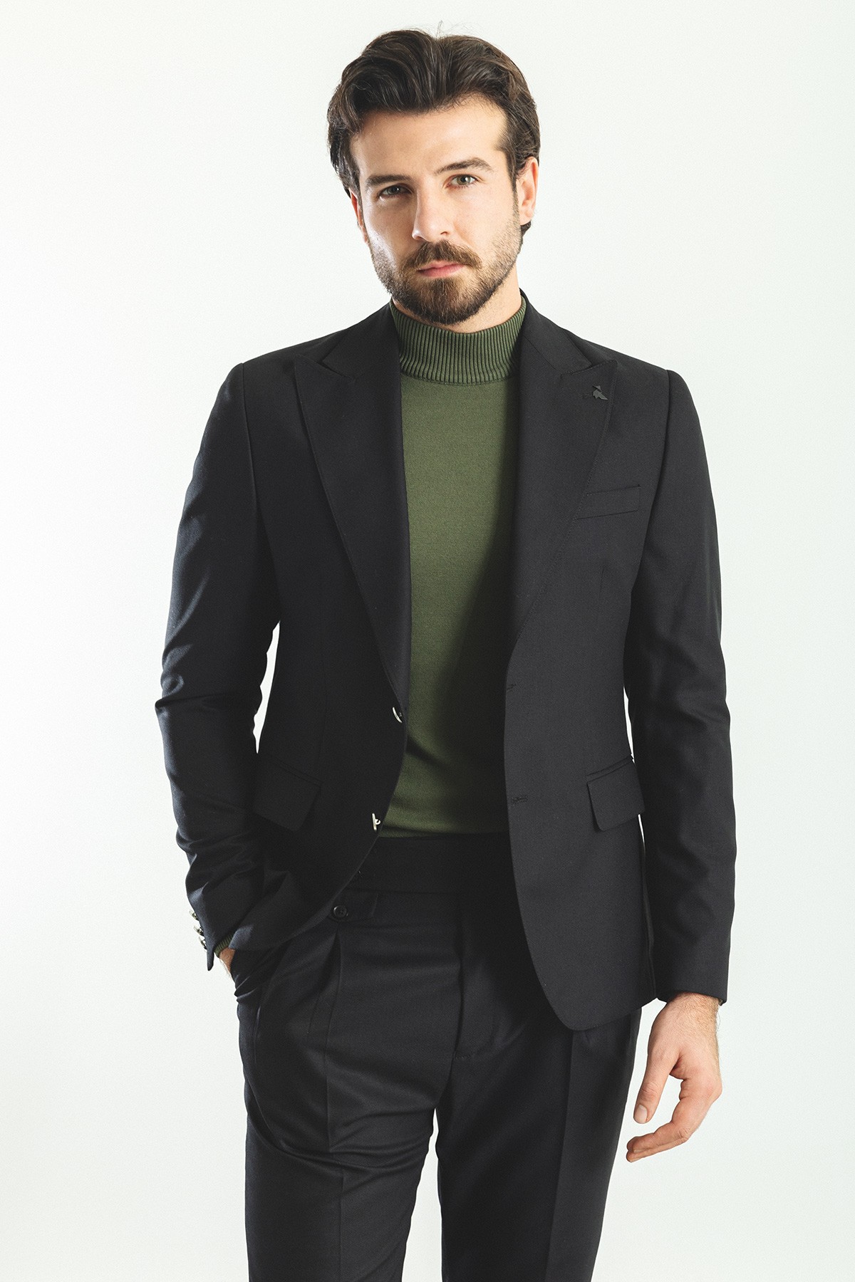 Düz Pileli Pantolon Slim Fit Erkek Takım Elbise