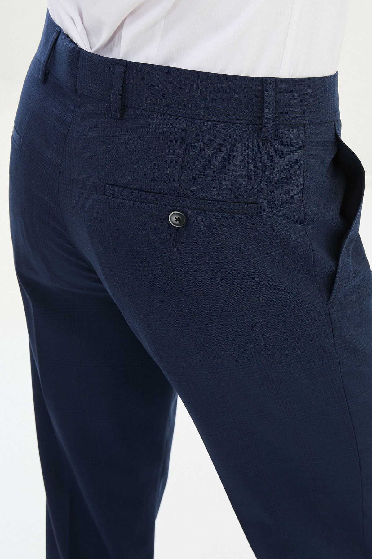 Ekoseli Slim Fit Klasik Erkek Pantolon