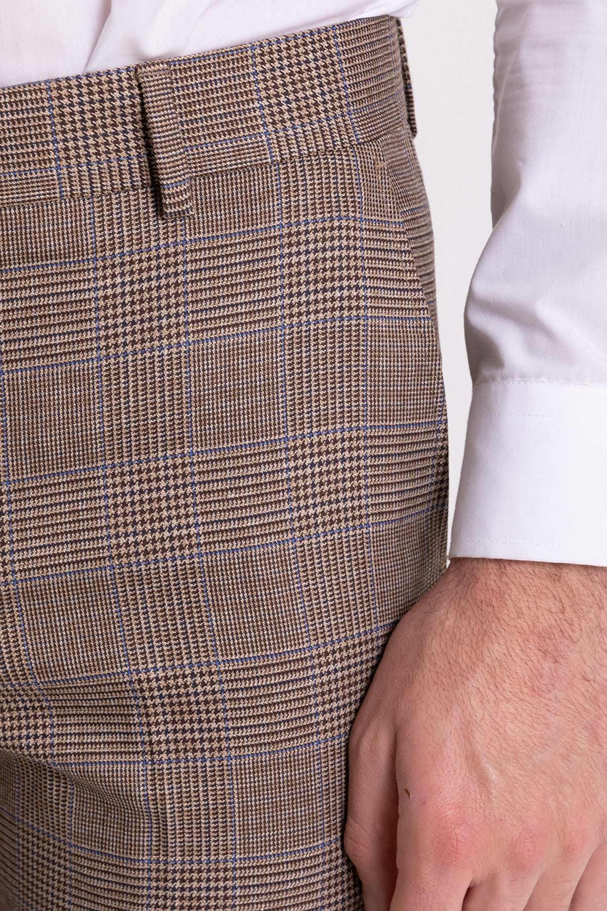 Ekoseli Slim Fit Klasik Erkek Pantolon
