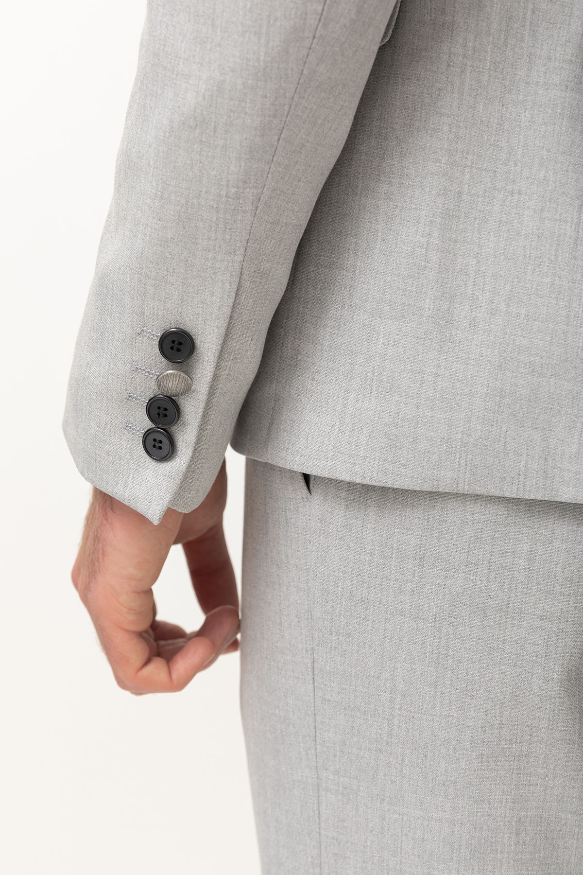 Duz Slim Fit Kırlangıc Yaka Kruvaze Erkek Takım Elbise