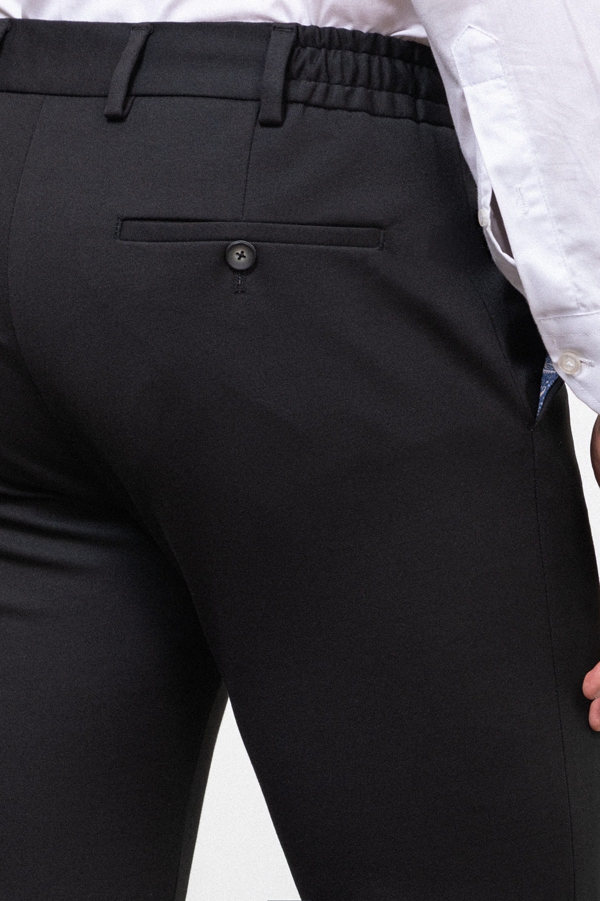 Düz Super Slim Fit Beli Lastikli İpli Erkek Pantolon