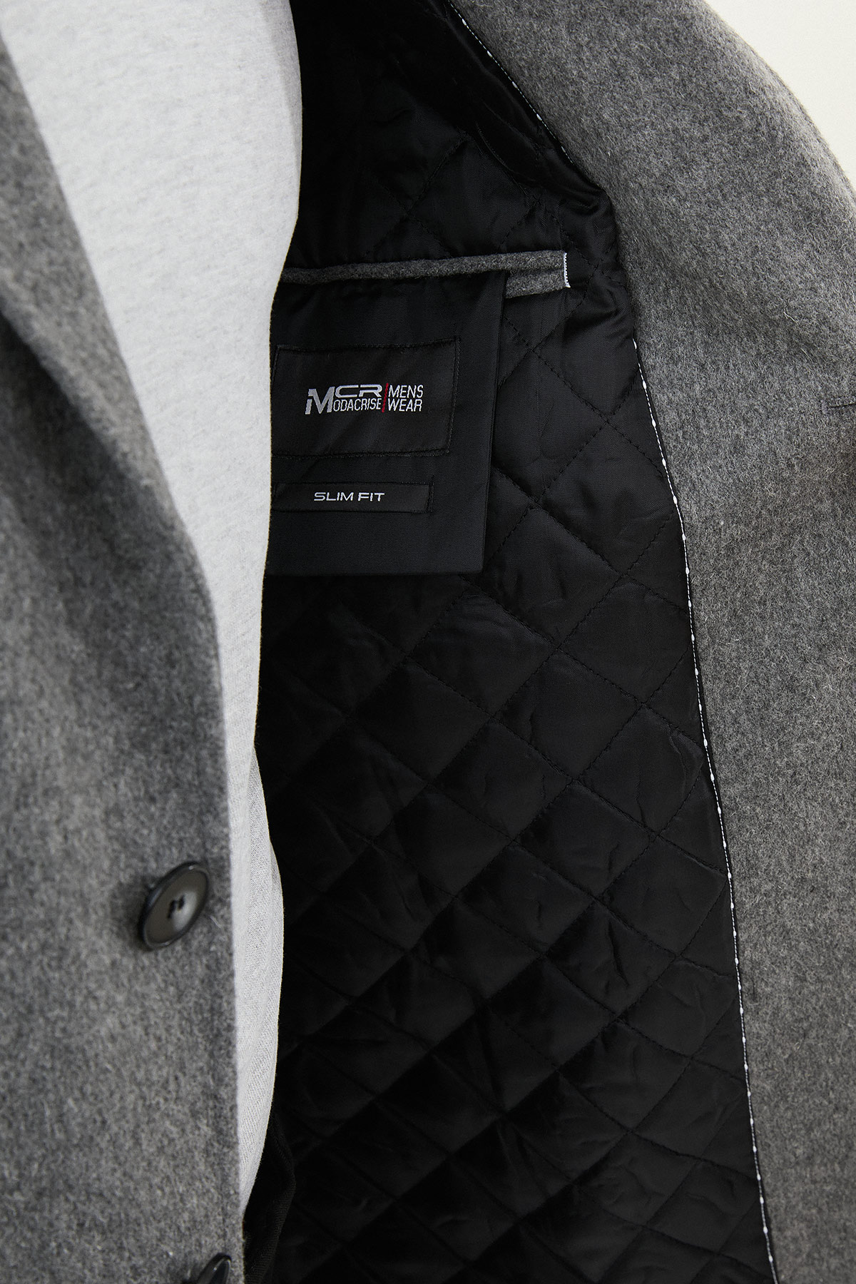 Düz Slim Fit Mono Yaka Klasik Yün Erkek Kaban