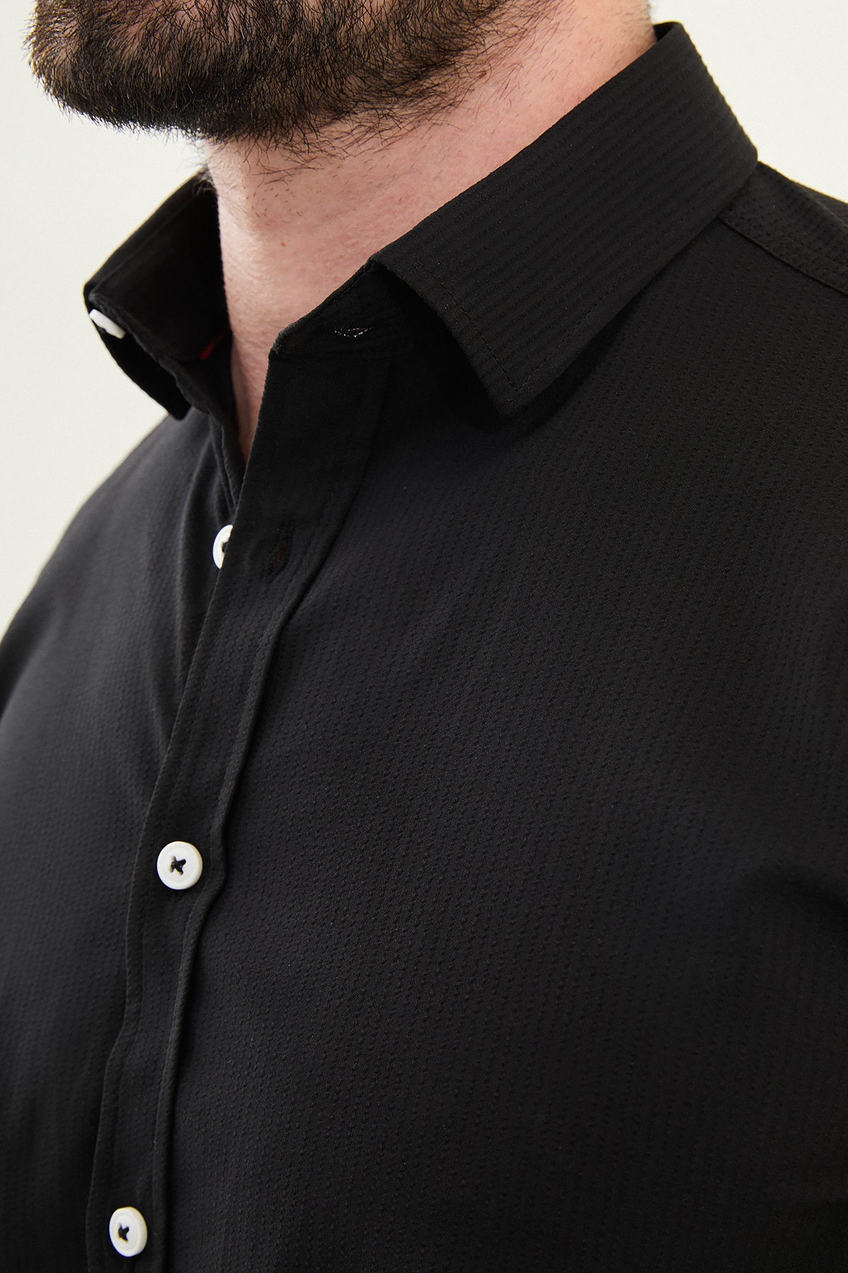 Gofreli Slim Fit Pamuk Erkek Gömlek