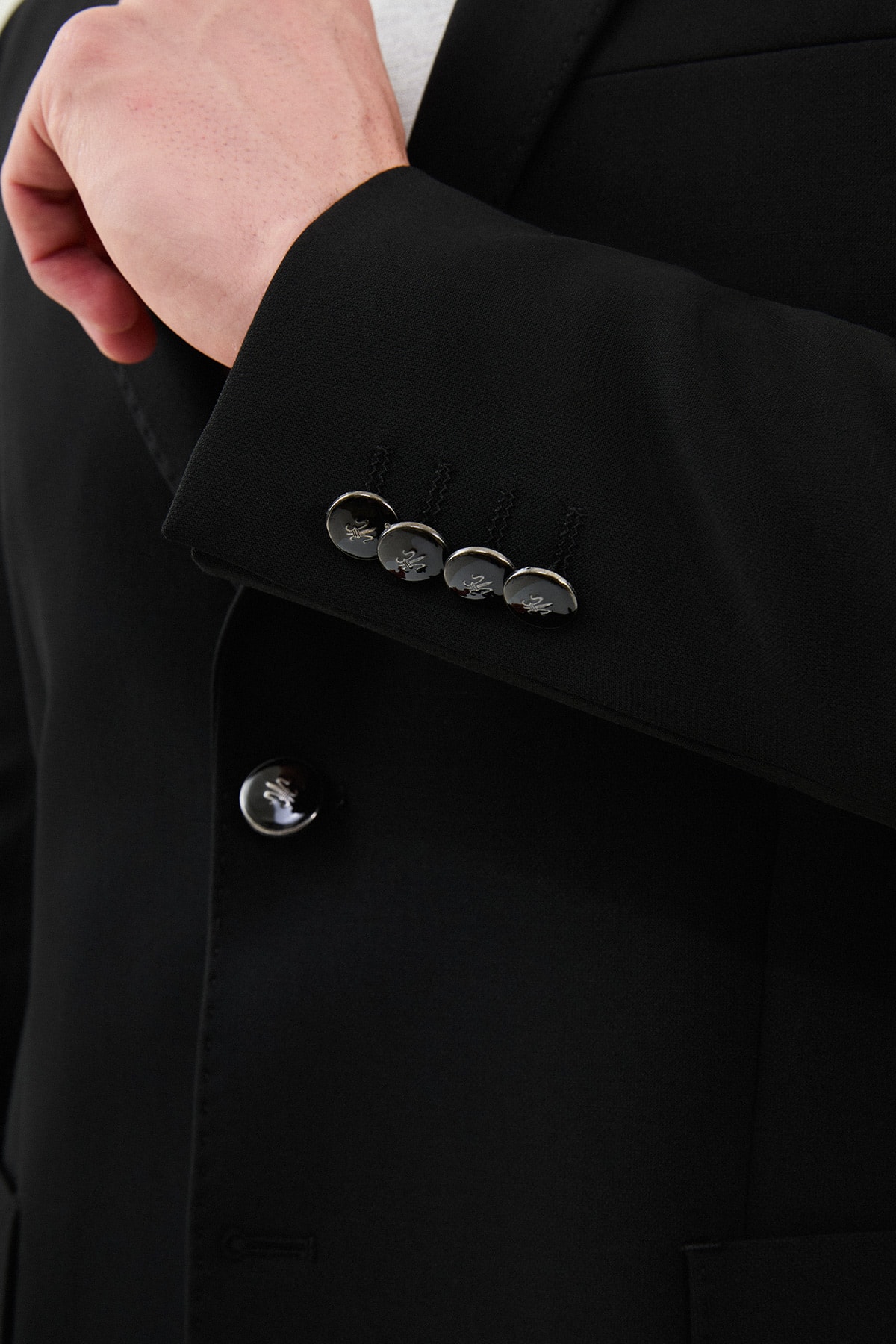 Düz Slim Fit Mono Yaka Torba Cepli Metal Düğmeli Erkek Ceket