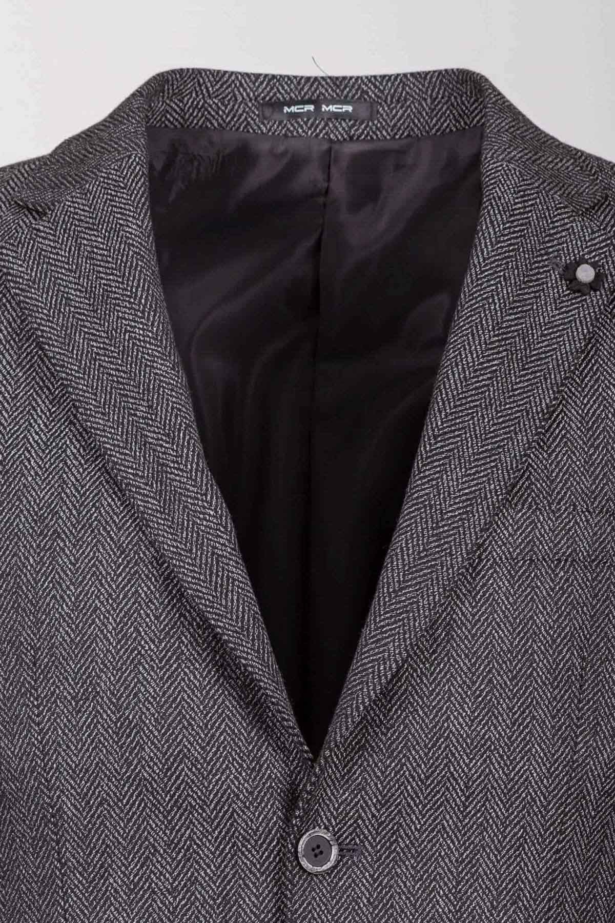 Balık Sırtı Desenli Slimfit Ceket