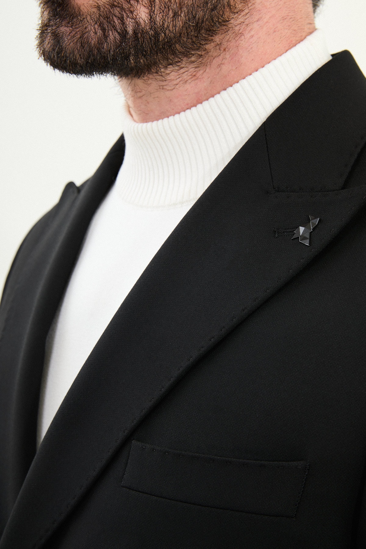 Düz Slim Fit Geniş Yaka Kruvaze Metal Düğmeli Erkek Ceket