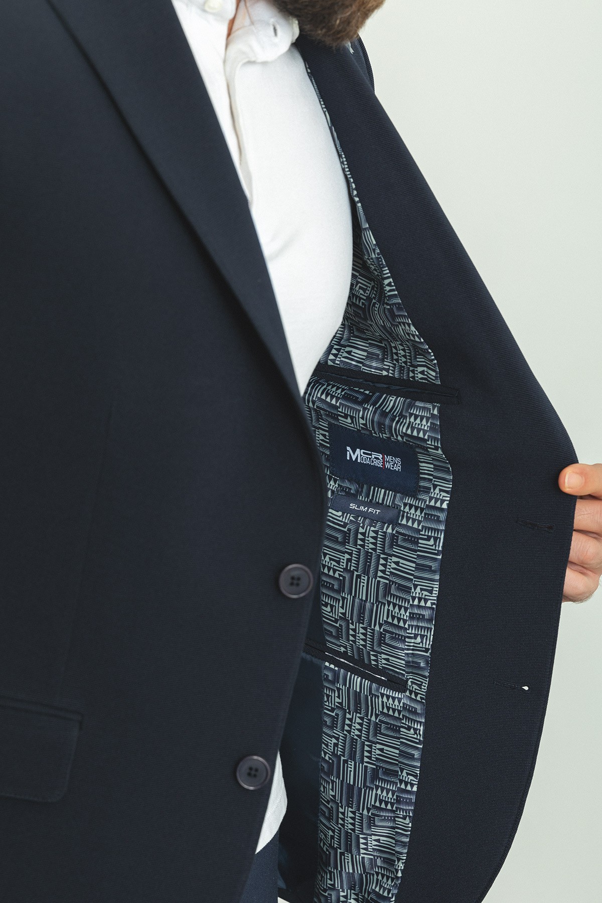 Çizgili Slim Fit Mono Yaka Klasik Erkek Ceket