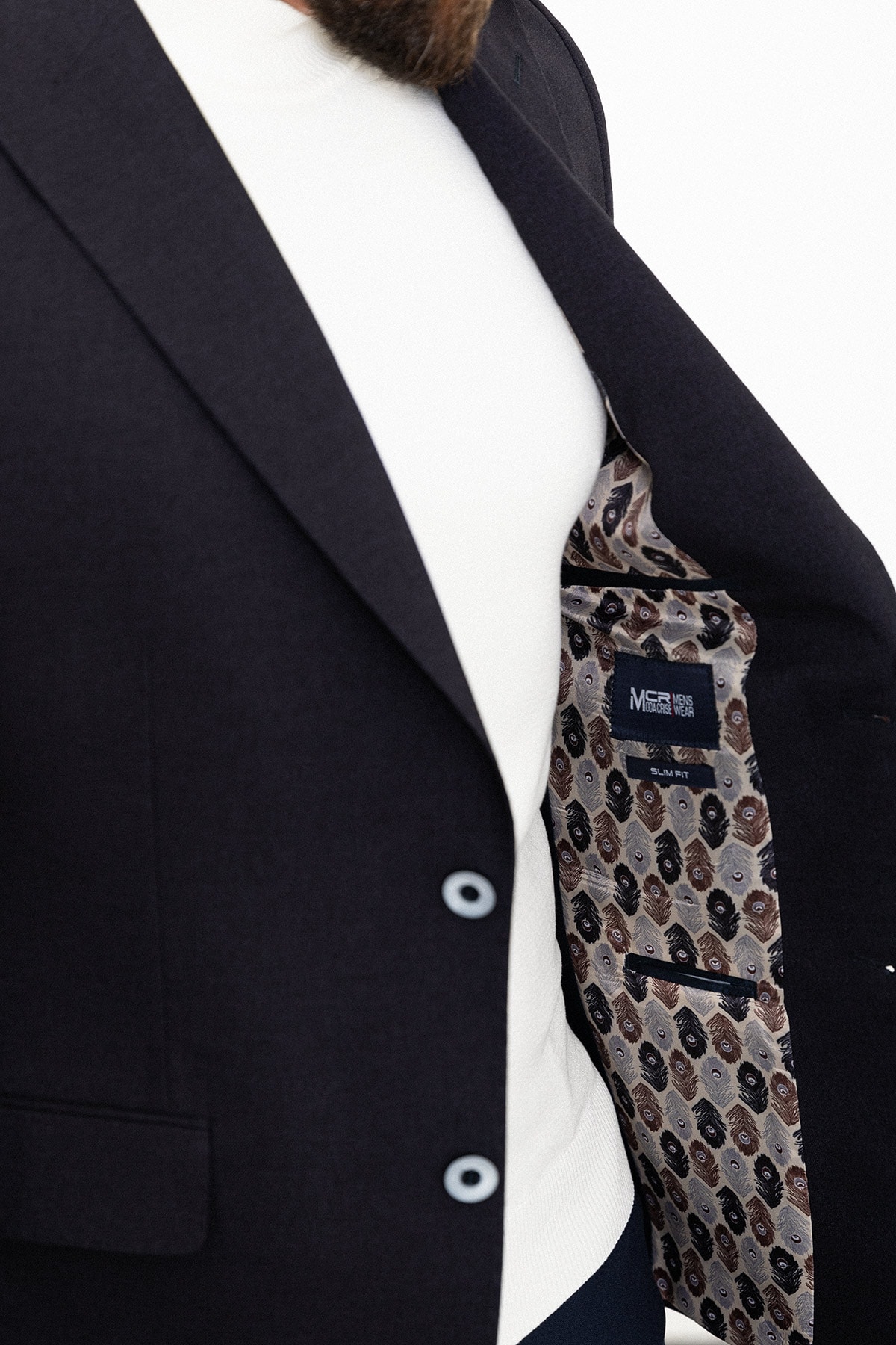 Düz Slim Fit Geniş Yaka Yün Erkek Ceket