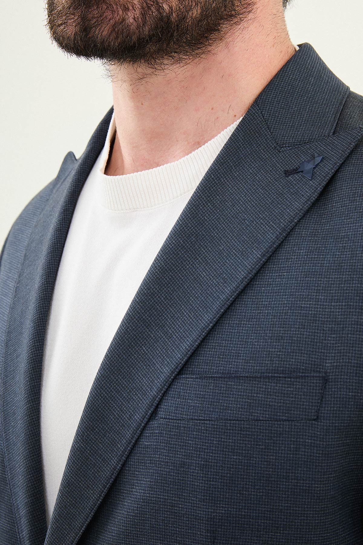 Desenli Slim Fit Geniş Yaka Erkek Takım Elbise