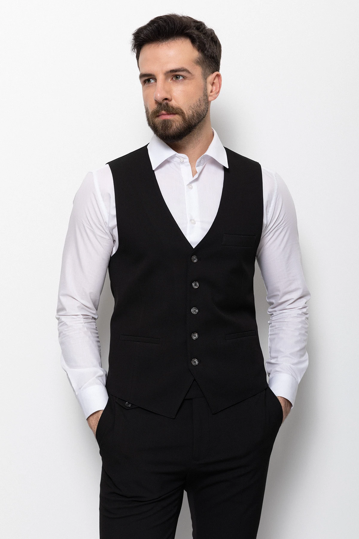 Düz Slim Fit Klasik Erkek Yelek