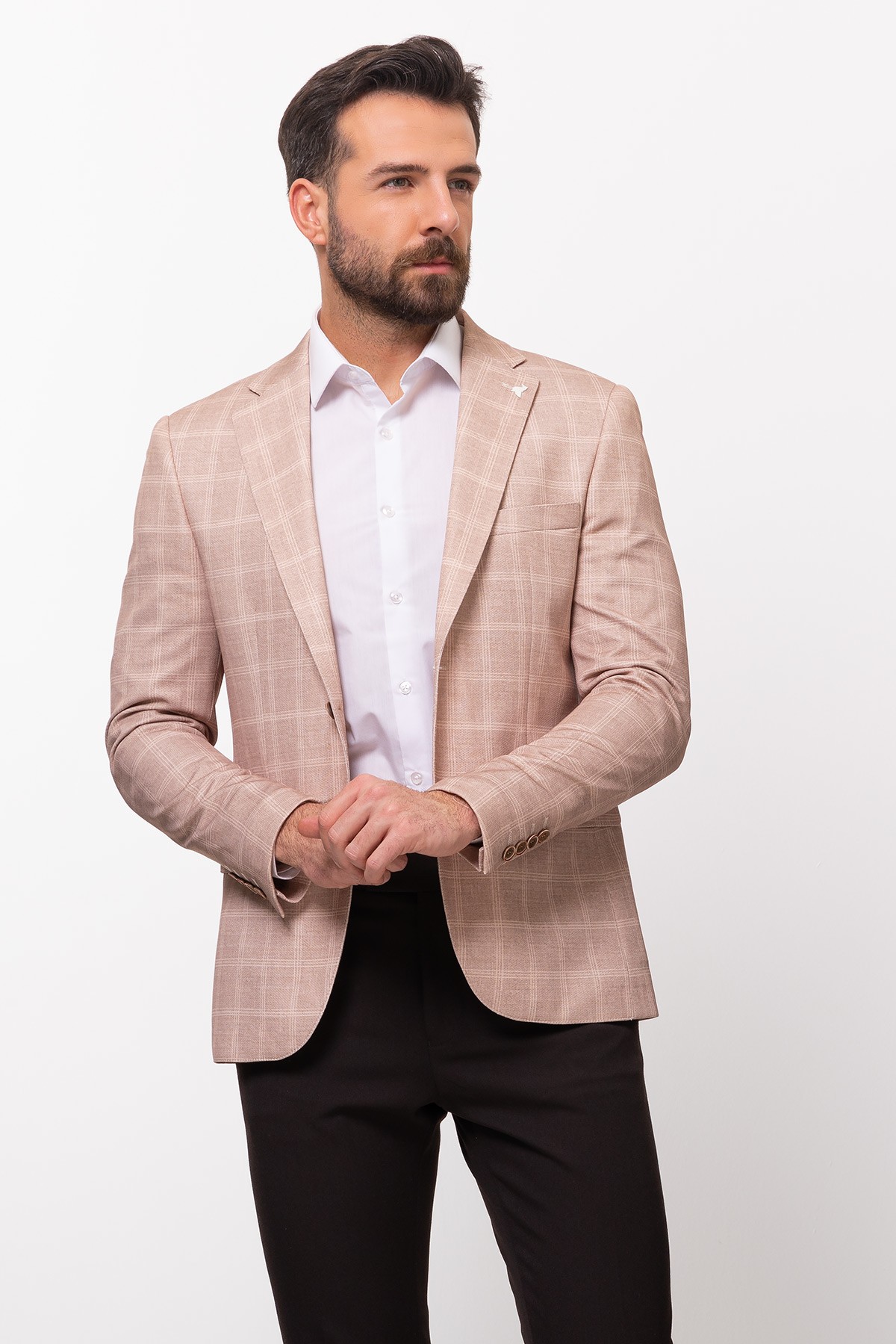 Ekoseli Slim Fit Erkek Ceket