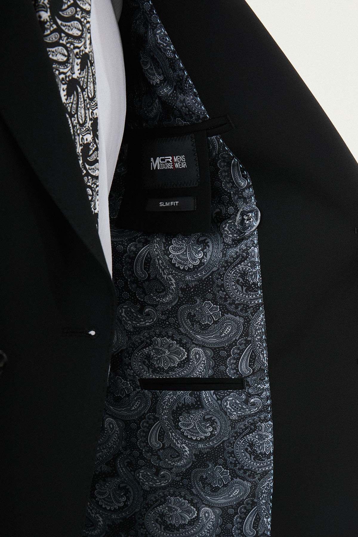 Düz Slim Fit Geniş Yaka Kruvaze Erkek Takım Elbise