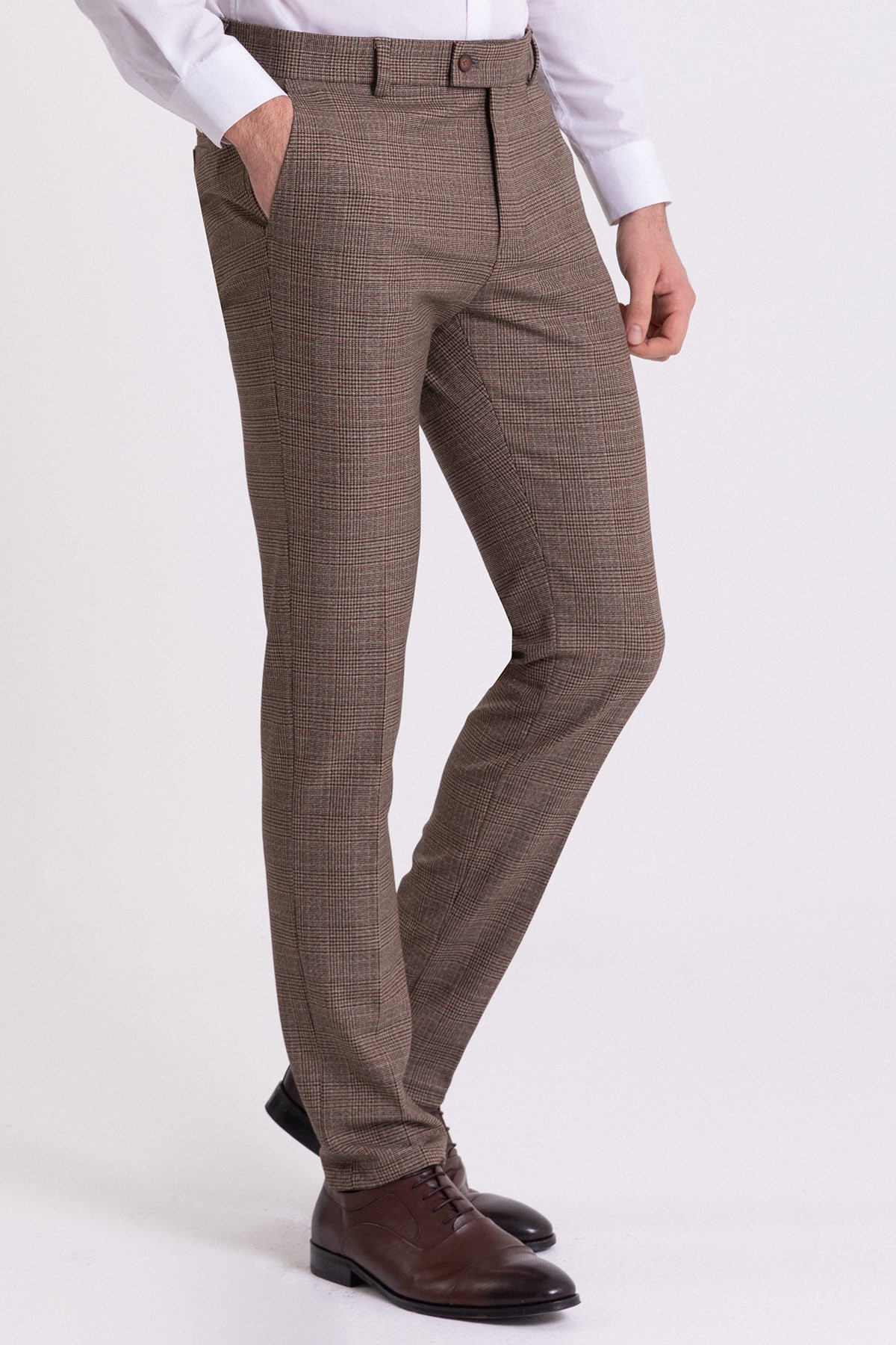 Ekoseli Super Slim Fit Erkek Pantolon