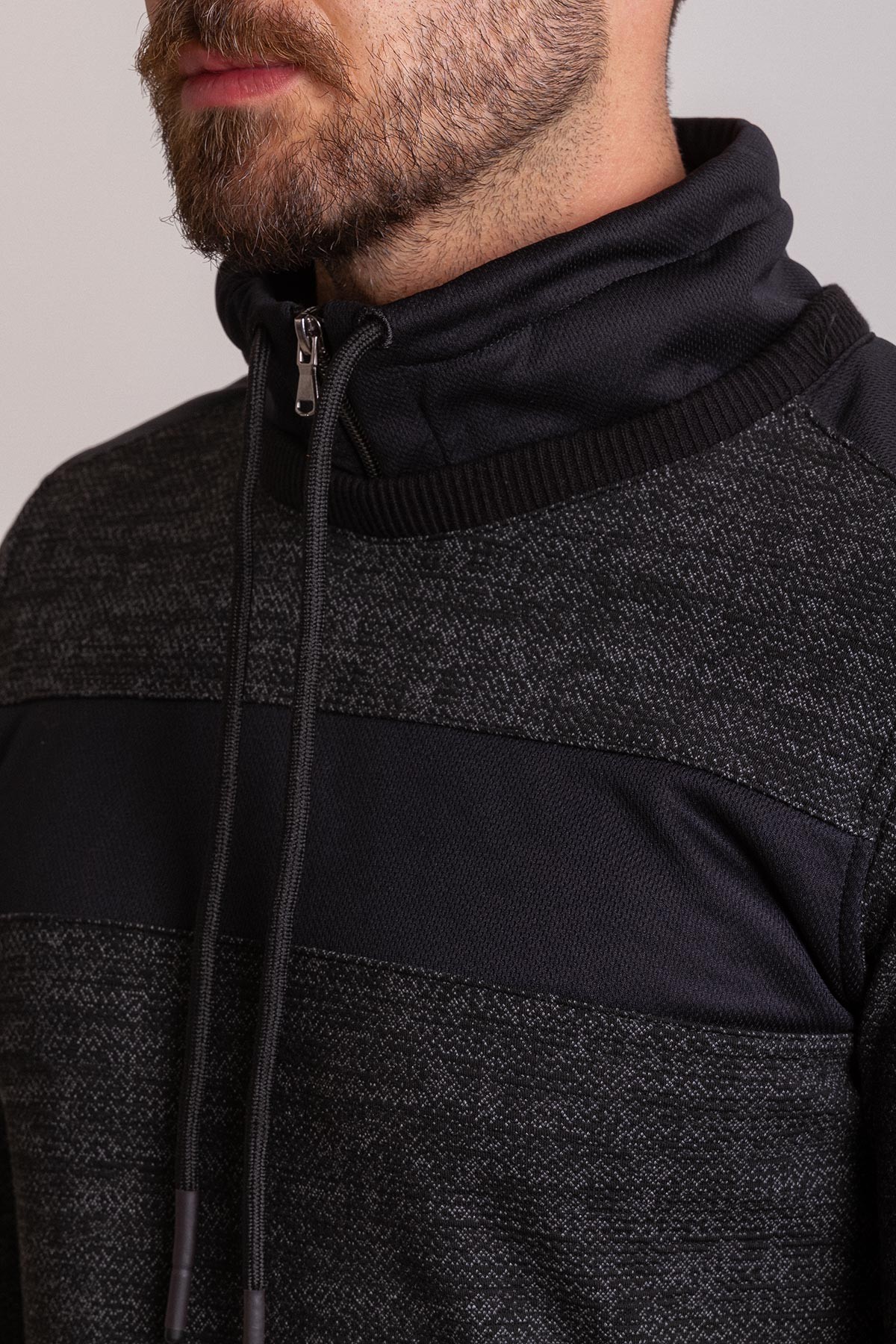 Kırçıllı Slim Fit Uzun Kollu Yarım Balıkçı Yaka Erkek Sweat
