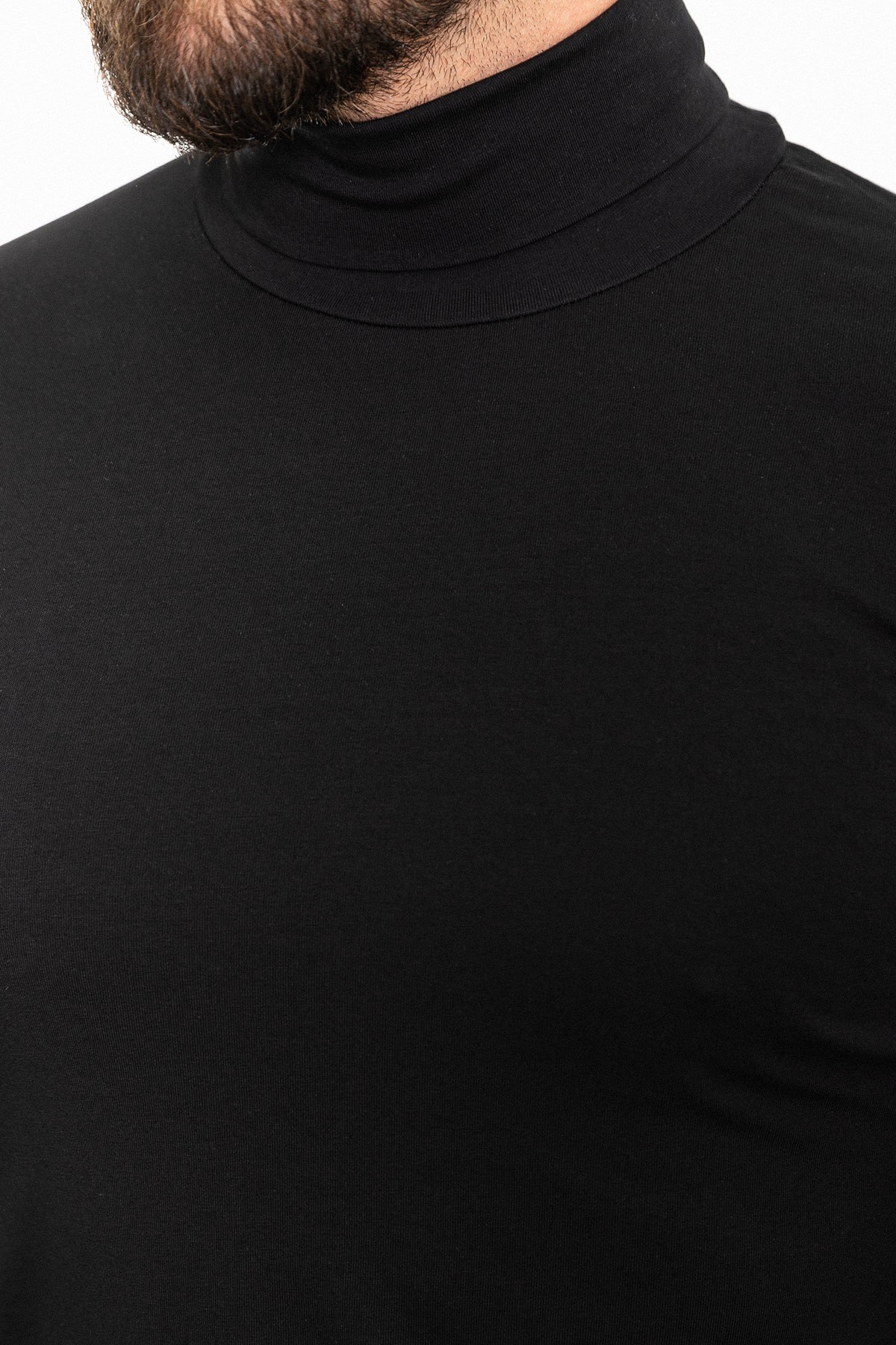 Düz Slim Fit Uzun Kollu Tam Balıkçı Yaka Erkek Penye