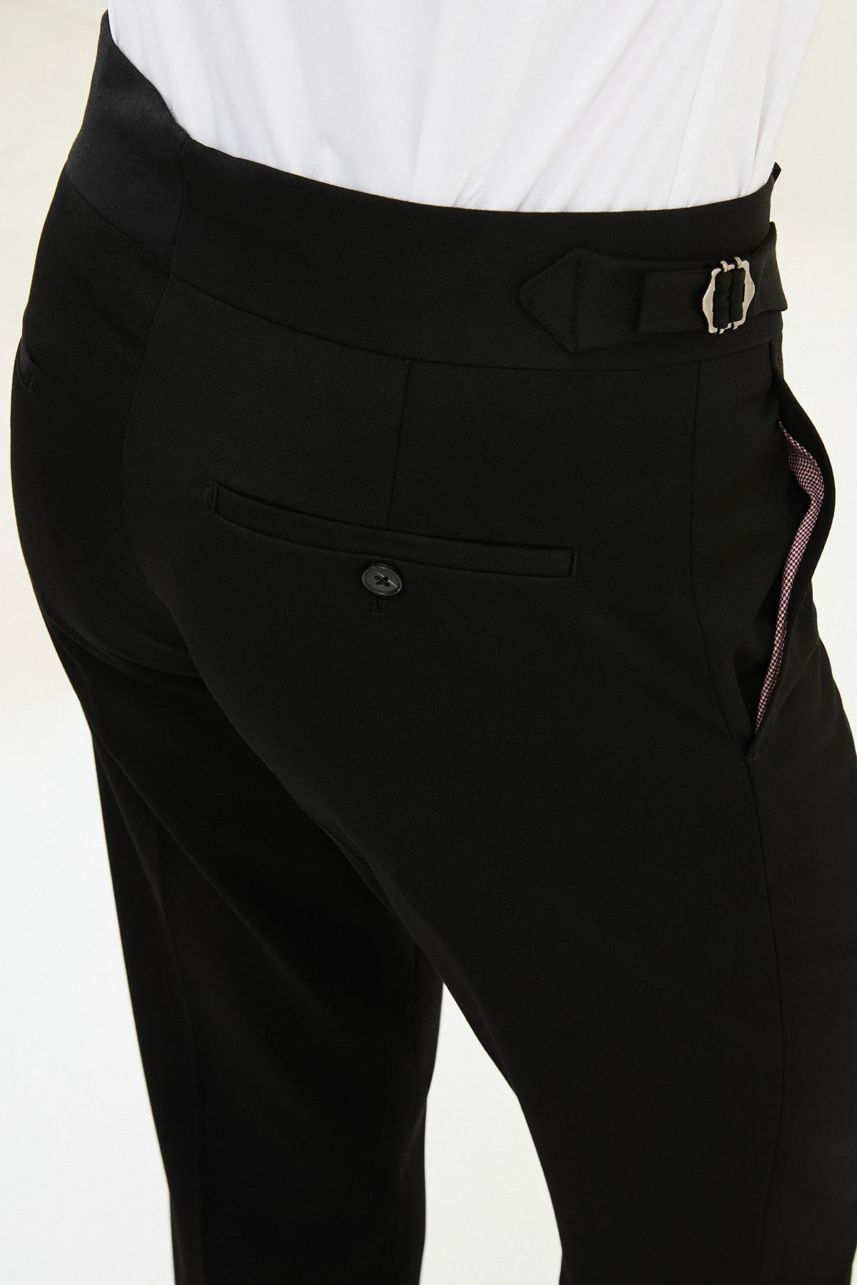 Düz Super Slim Fit Kemer Detaylı Tokalı Erkek Pantolon