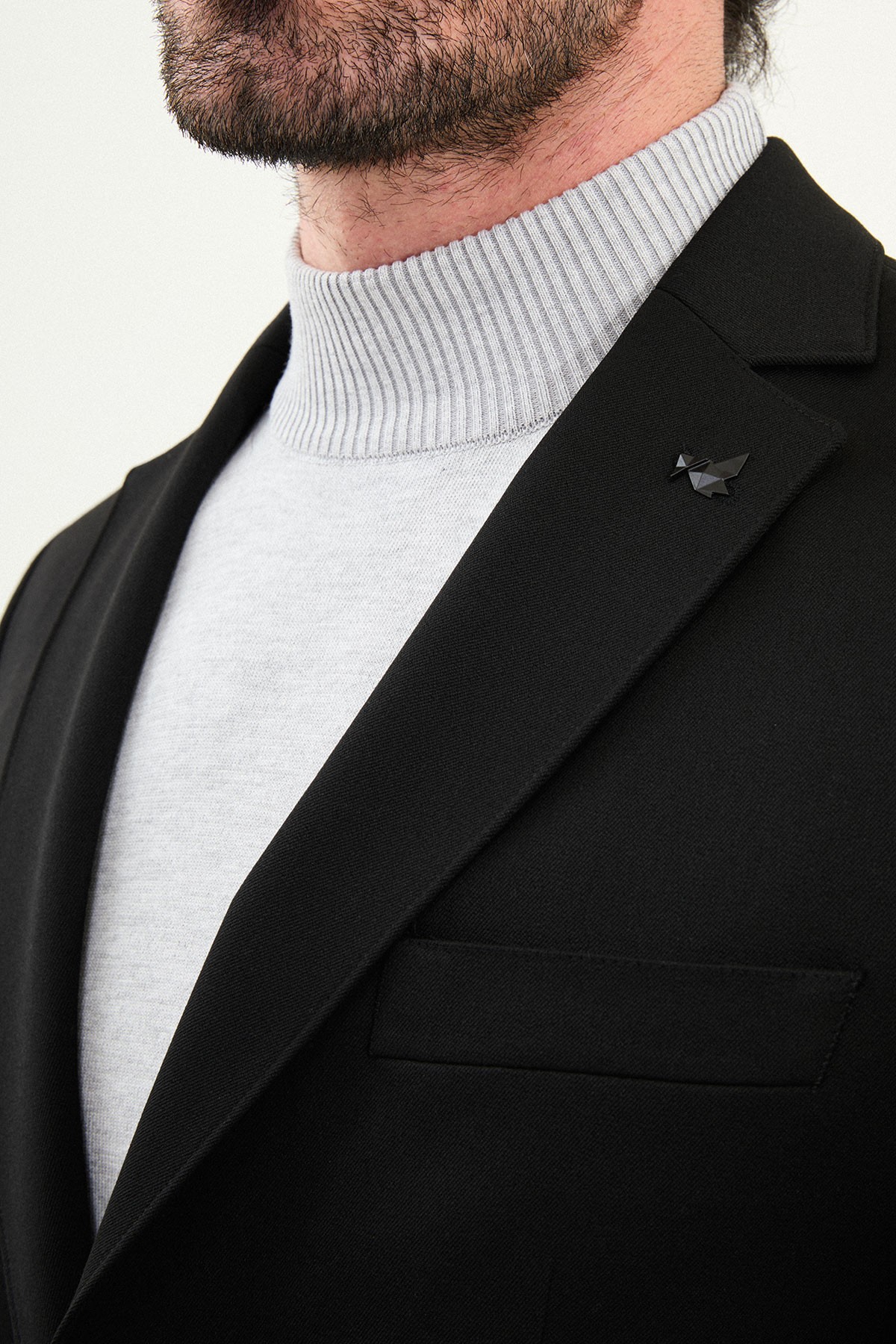 Düz Slim Fit Mono Yaka Klasik Yün Erkek Takım Elbise